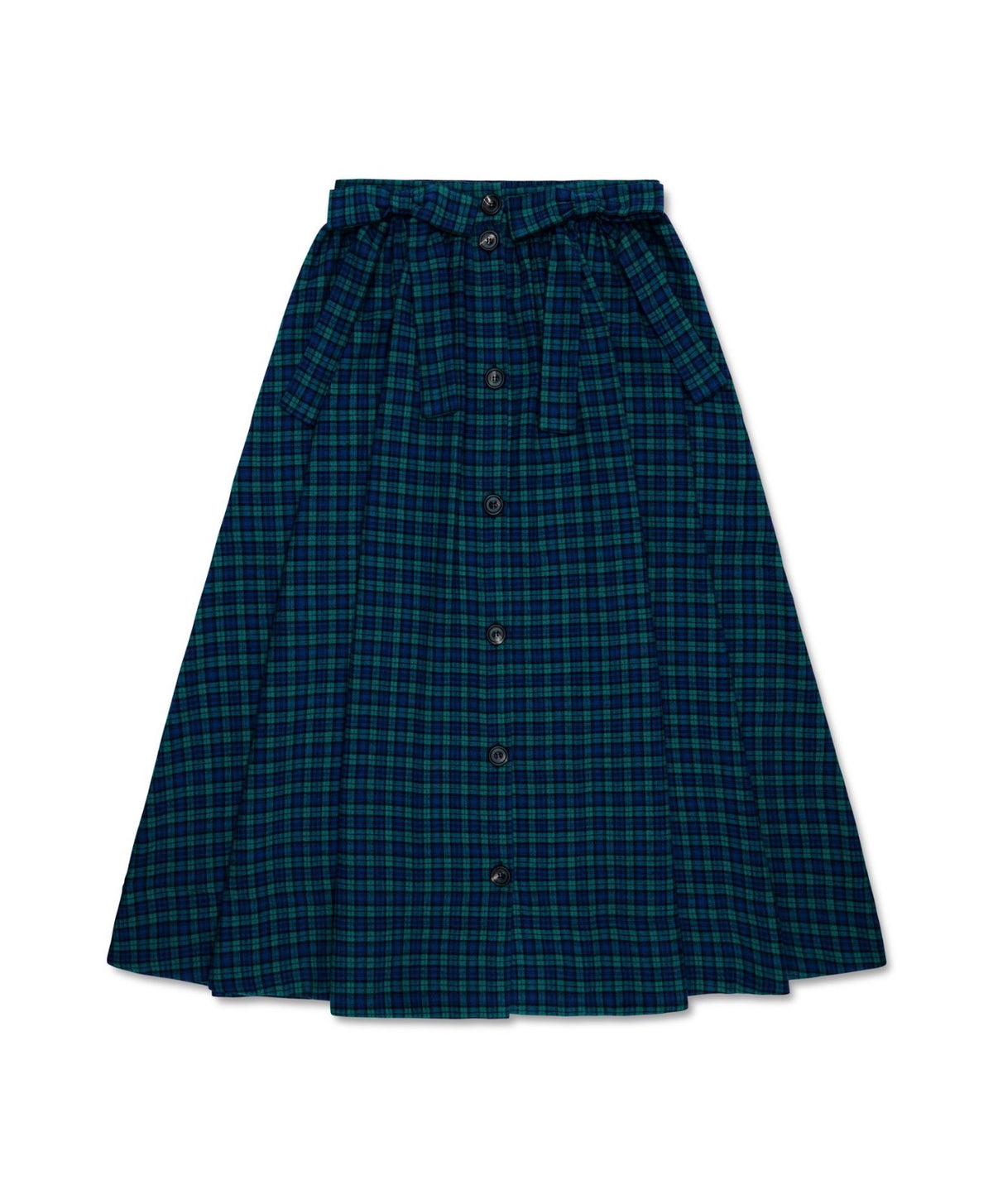 Rhea women’s cotton tartan midi skirt in Aster