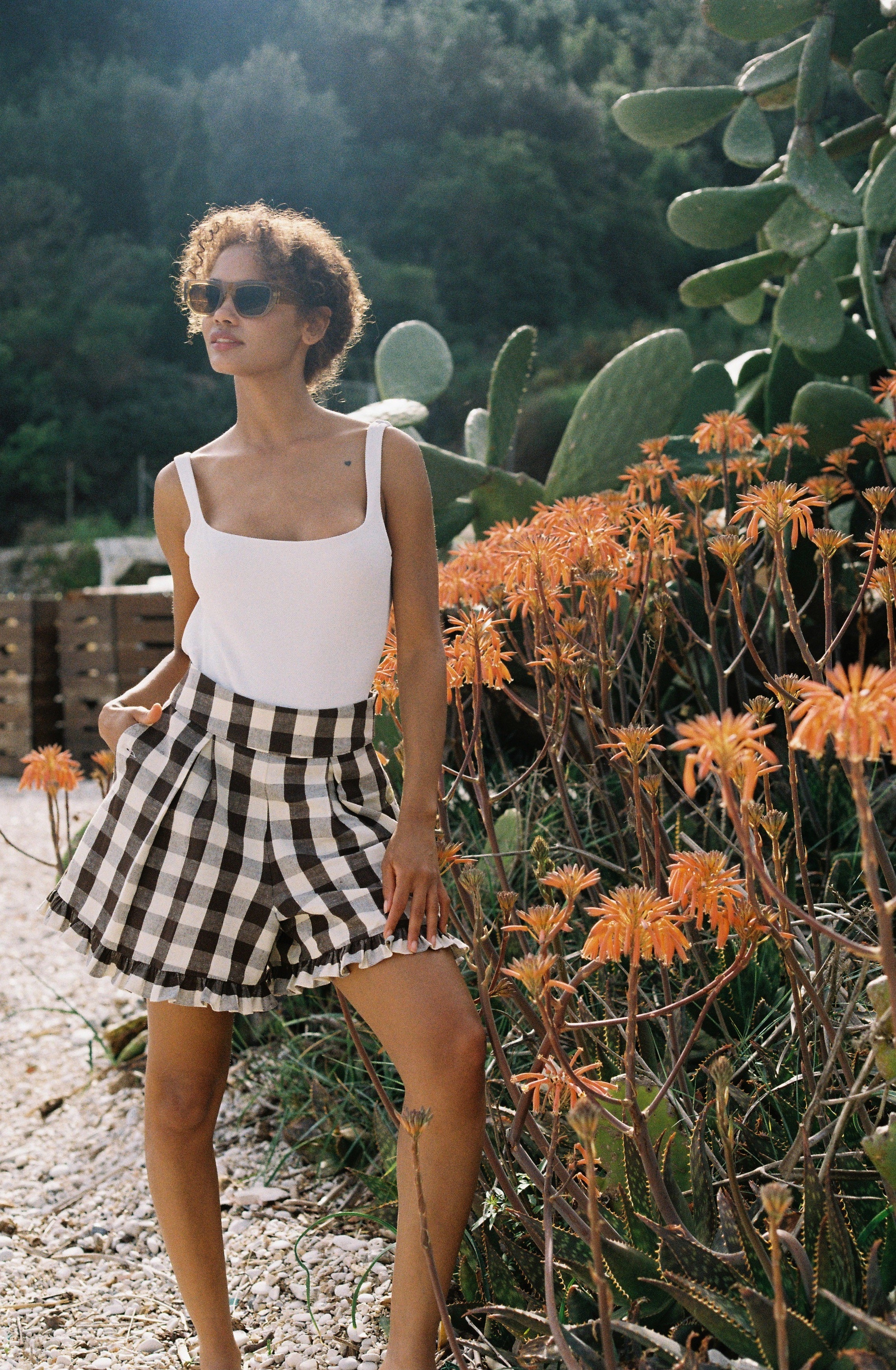 Daphne Shorts - Cocoa Check