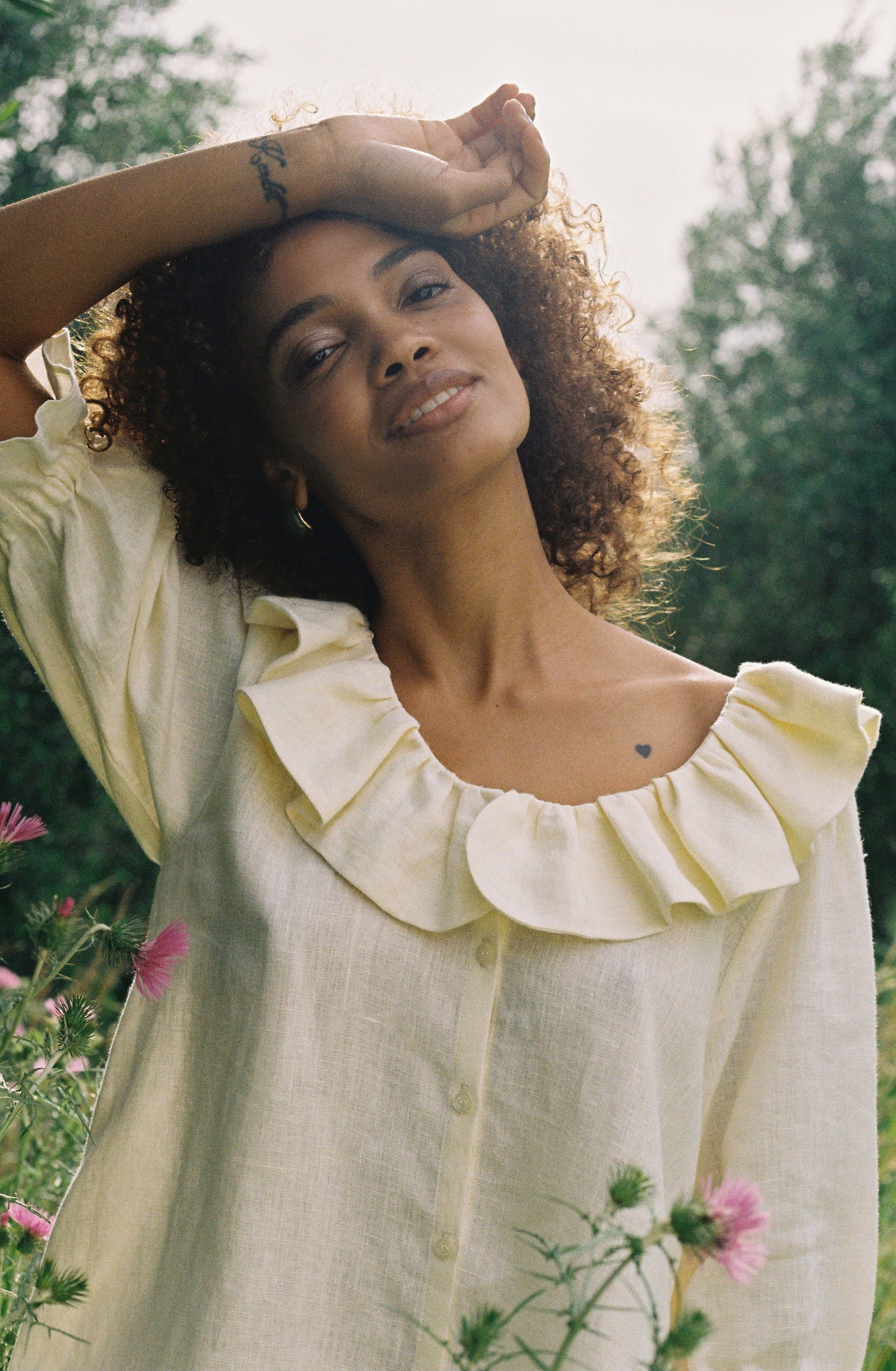 Lena Frill Blouse - Butter Yellow