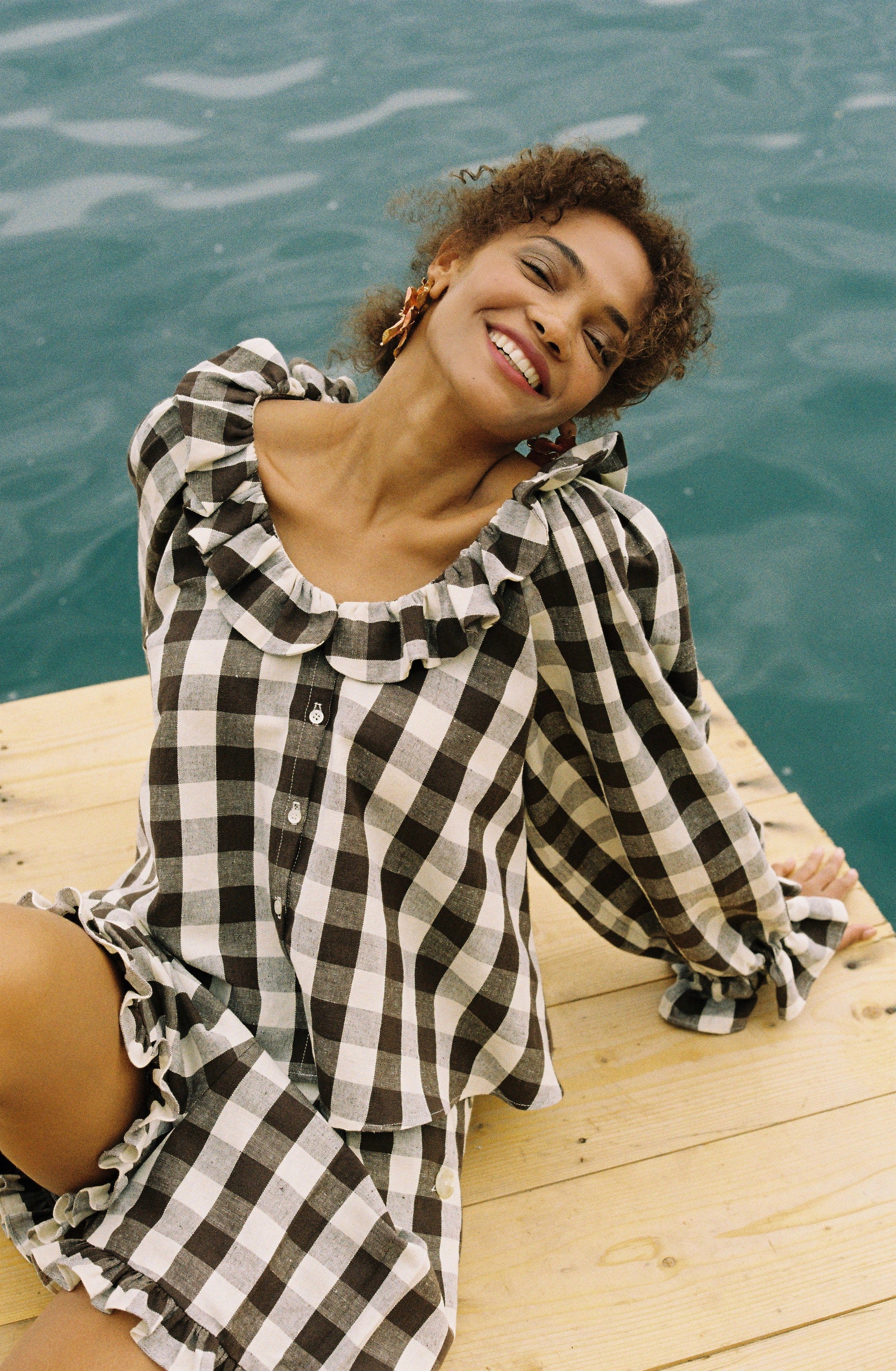 Etta Blouse - Cocoa Check