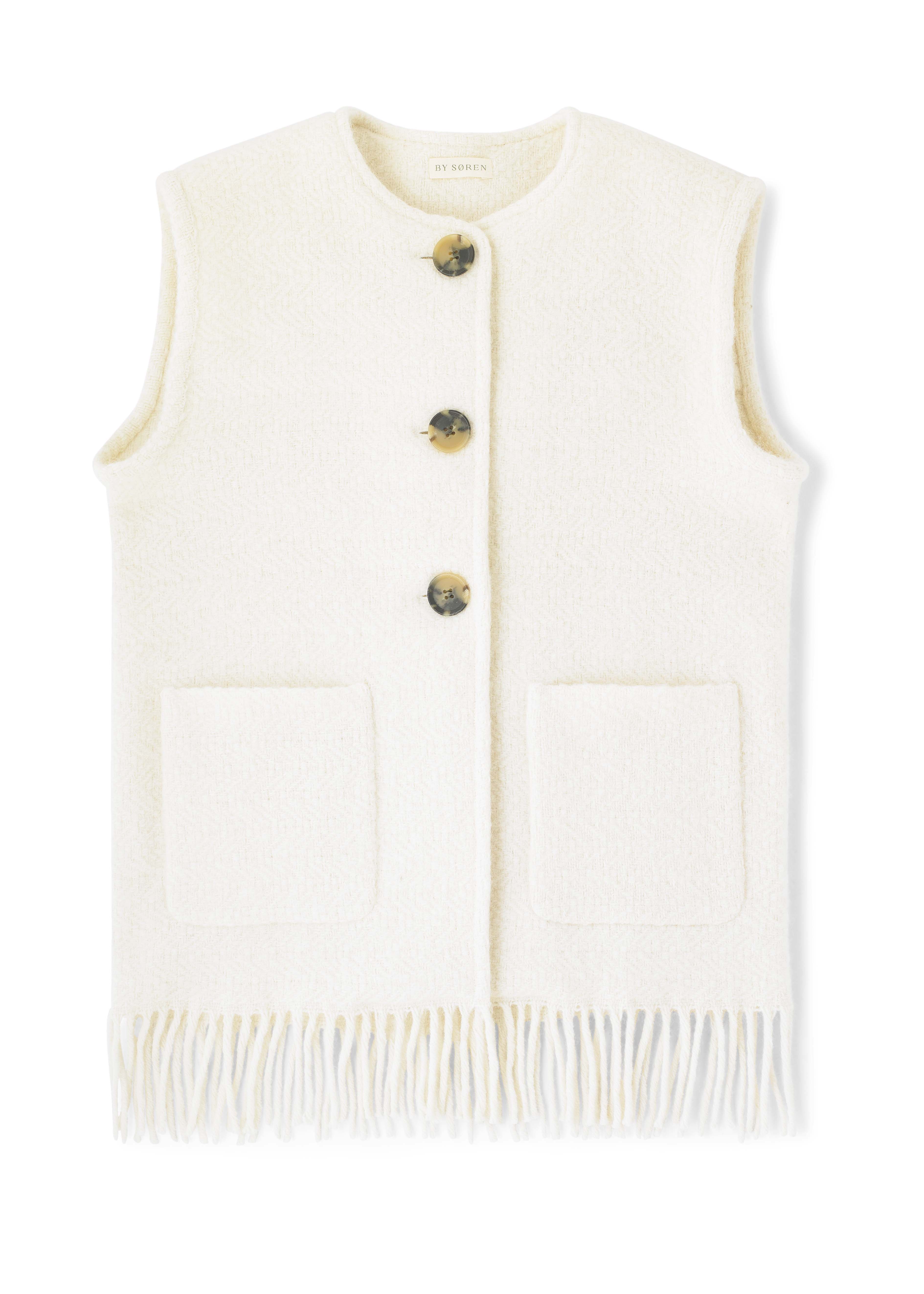 Cream Fringe Recycled Wool Gilet