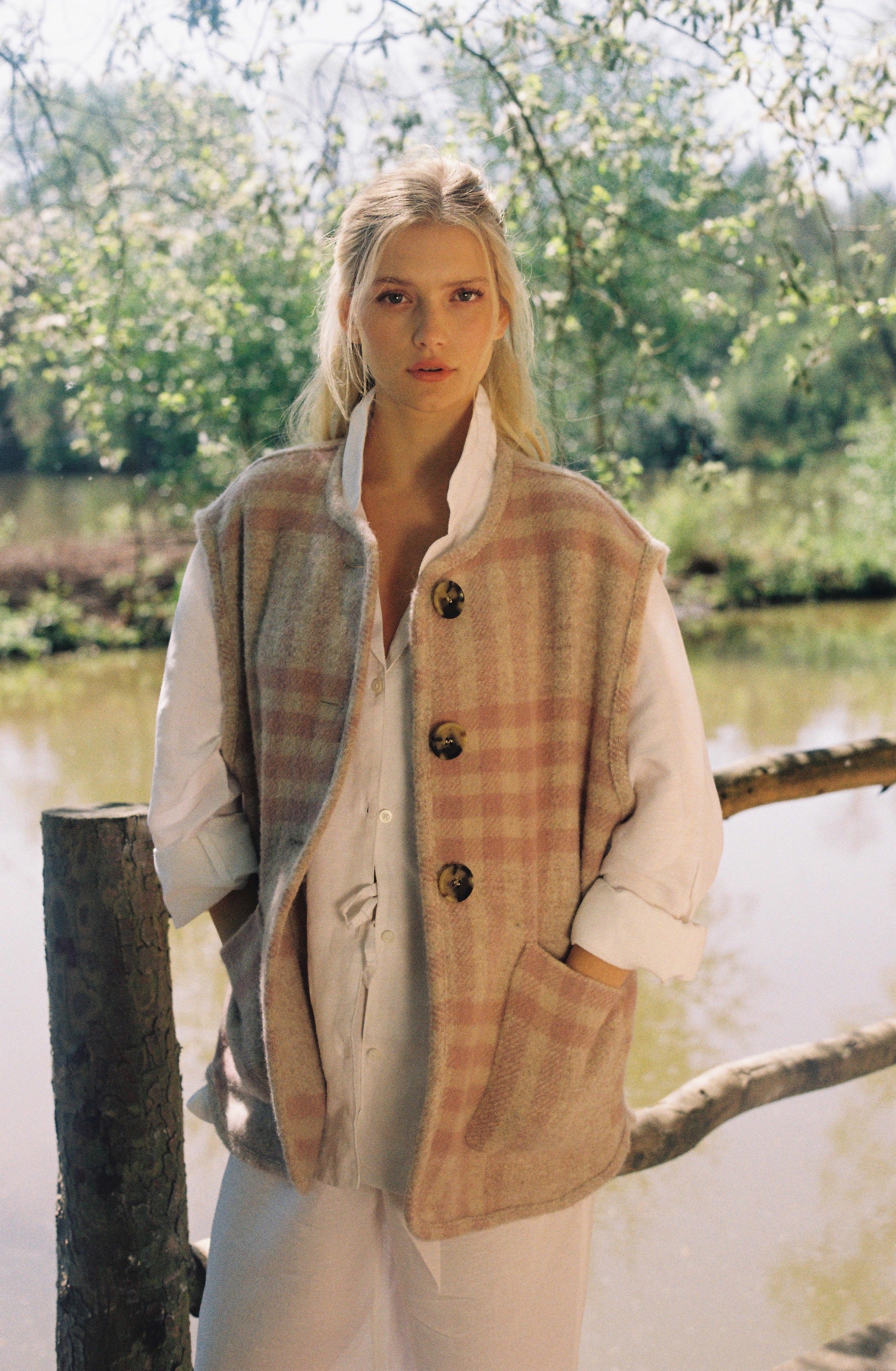 Frida Gilet - Pink Check