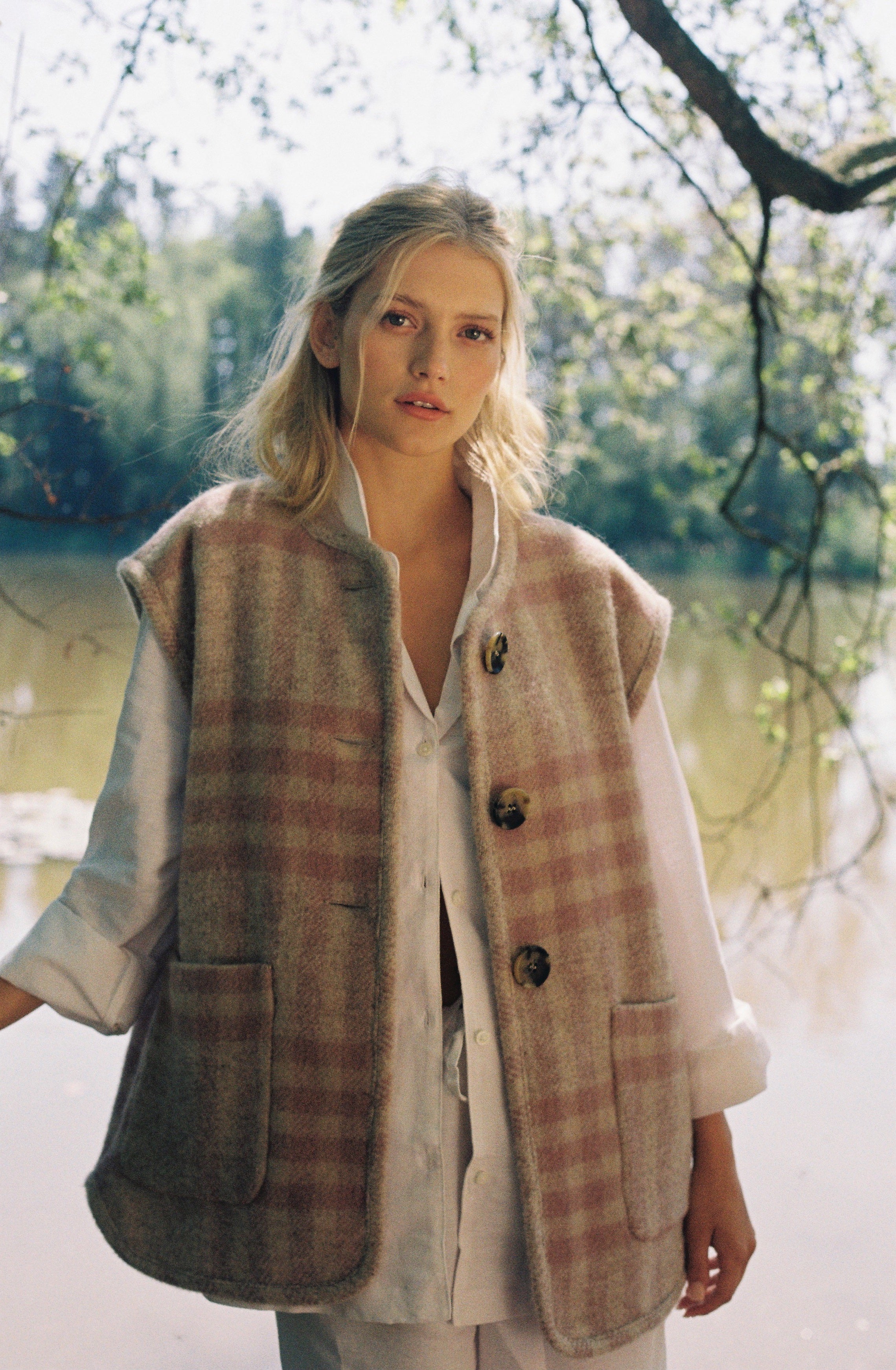 Frida Gilet - Pink Check