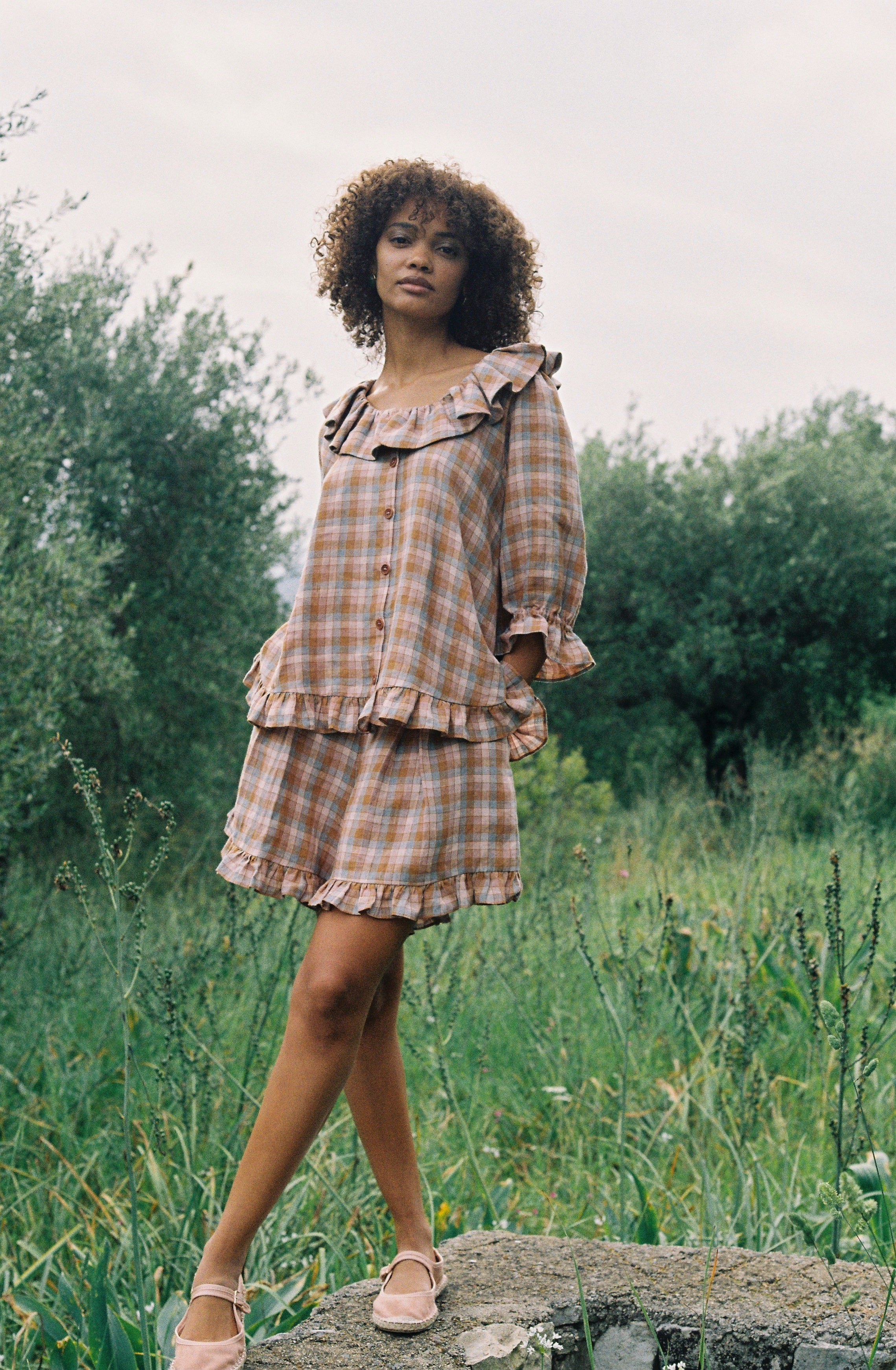 Daphne Shorts - Pink Check