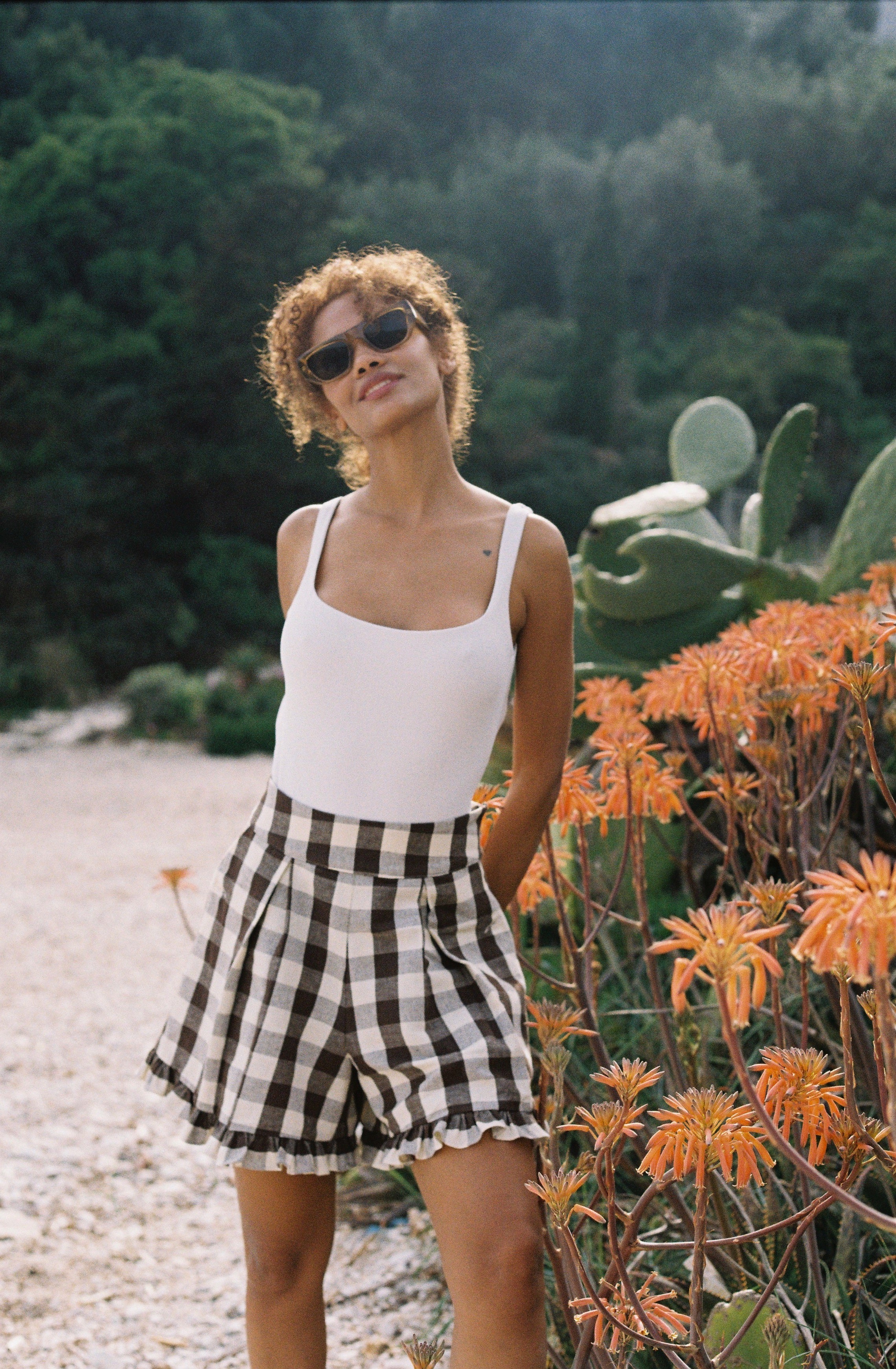 Daphne Shorts - Cocoa Check
