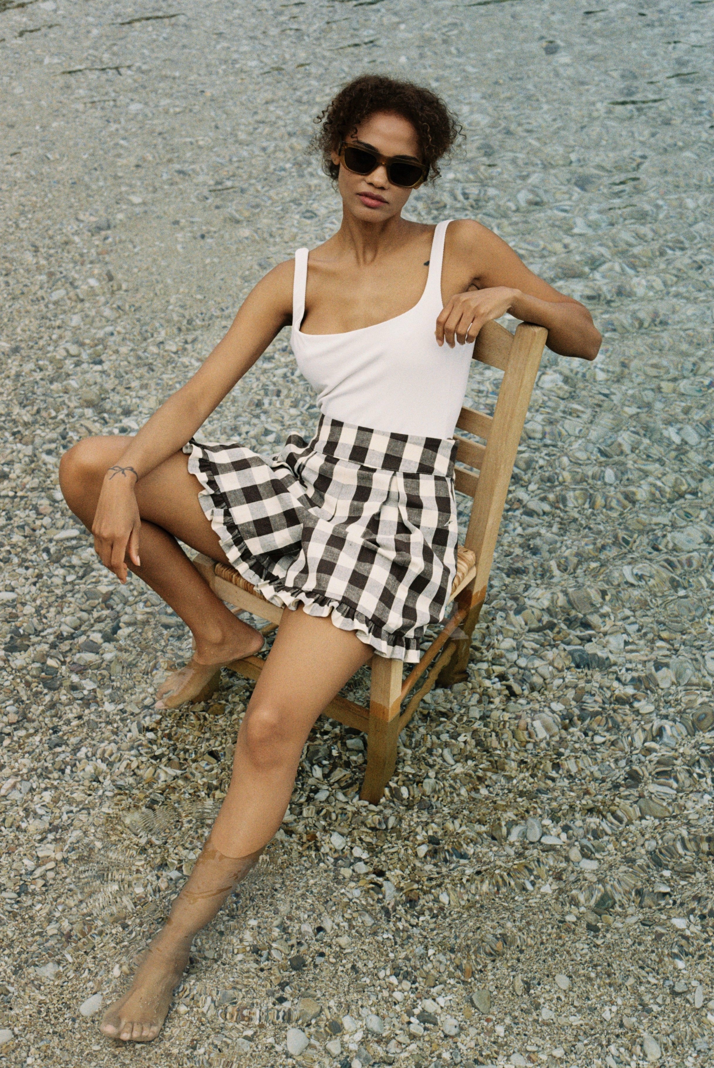 Daphne Shorts - Cocoa Check