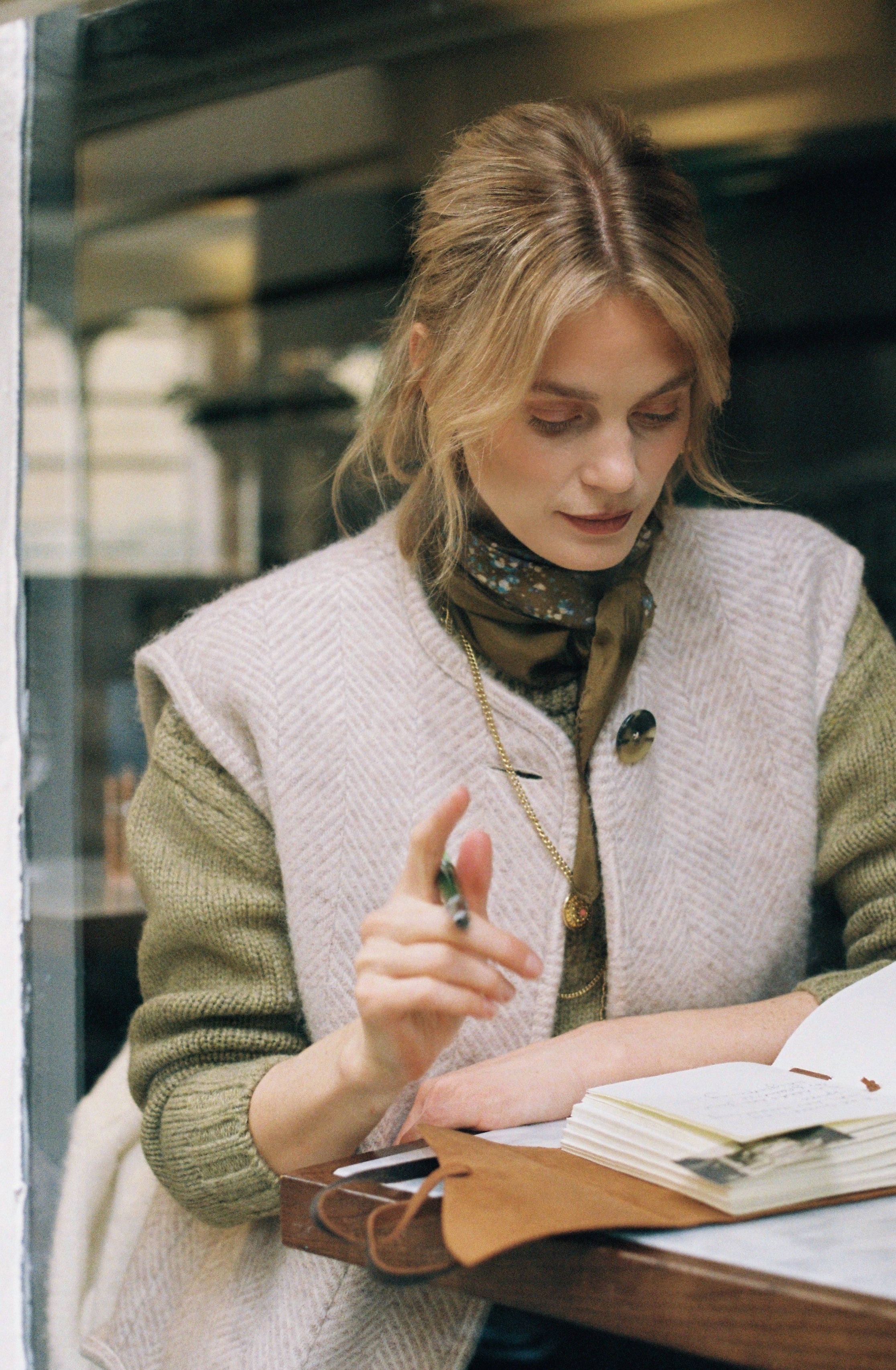 Pure Wool Gilet in Oat