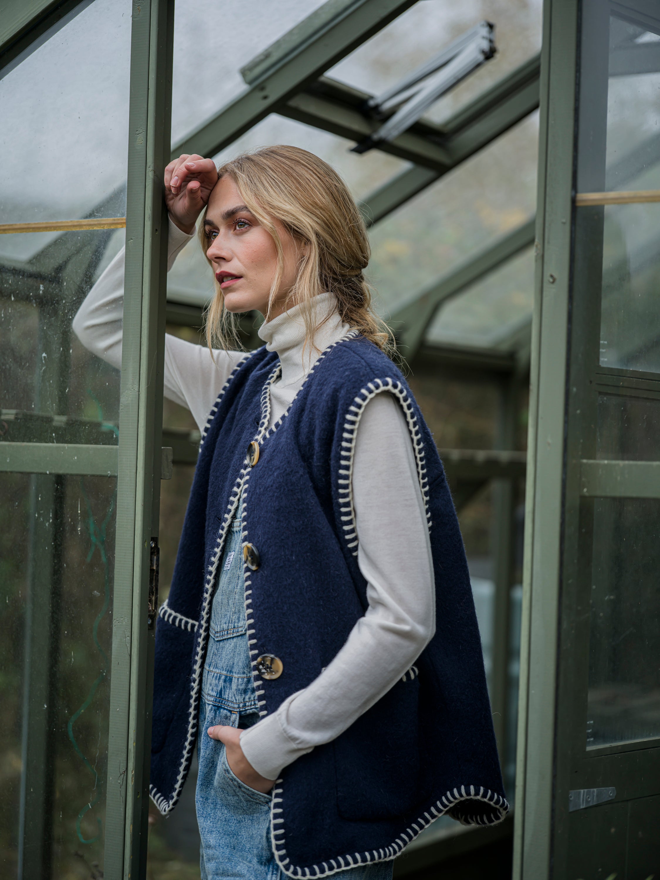 Navy Shetland Wool Gilet