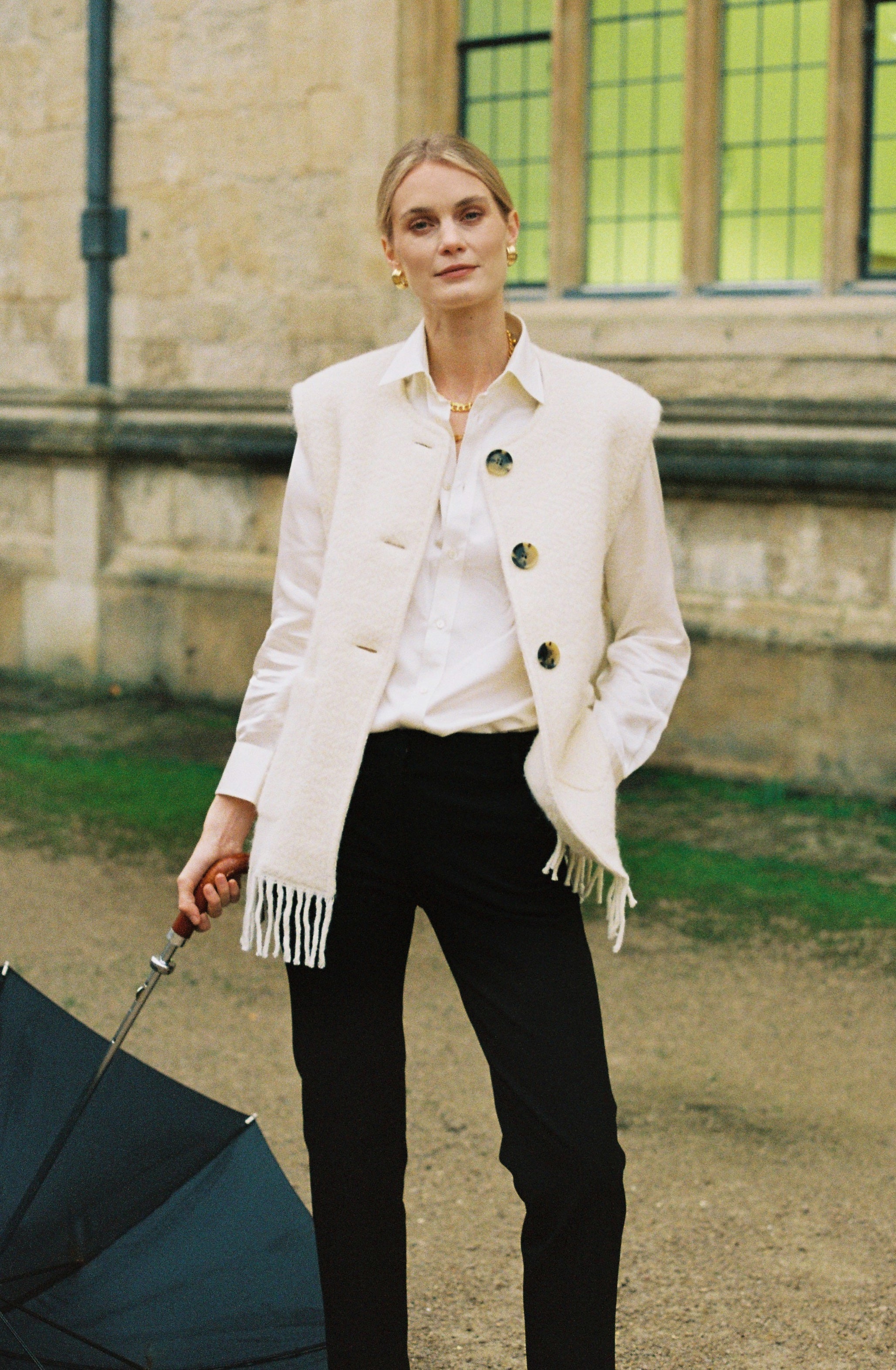 Cream Fringe Recycled Wool Gilet