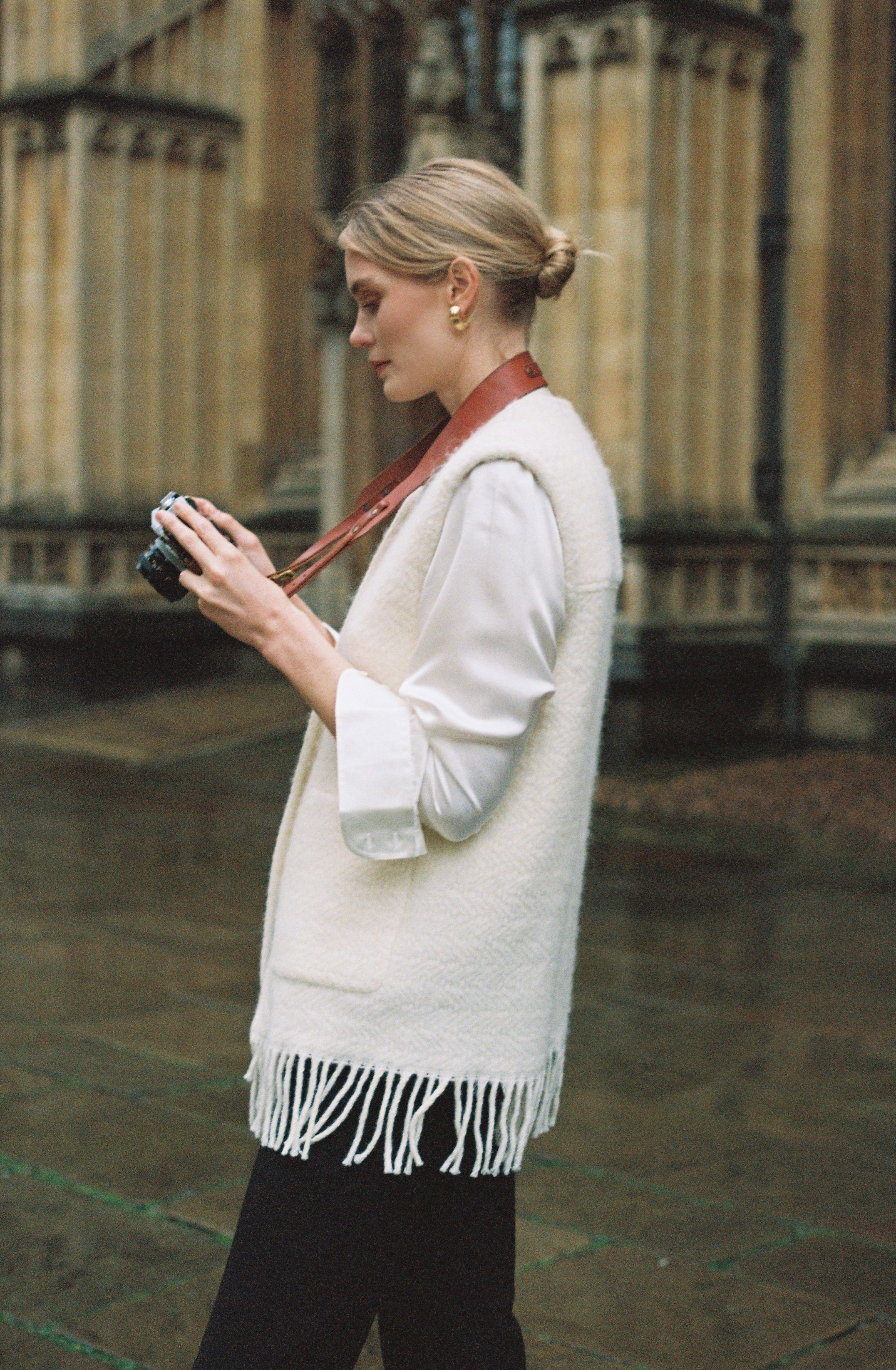 Cream Fringe Recycled Wool Gilet